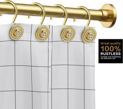 Gold Shower Curtain Hooks, Rust Proof Shower Curtain Rings for Bathroom, Metal Decorative Shower Curtain Hooks Hangers for Shower Curtain Rod, Shower Hooks for Shower Curtain Set of 12