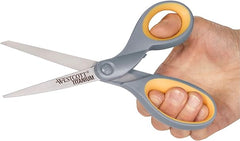 Westcott 13901 8-Inch Titanium Scissors For Office and Home, Yellow/Gray, 2 Pack