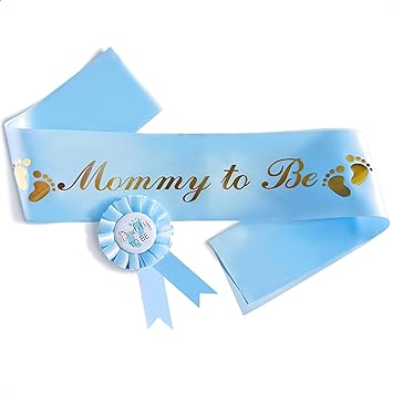 Blue Sash Baby Shower Decorations - Welcome Baby Boy Gender Reveal Daddy to Be Badge Mommy to Be Sash for Baby Shower - Blue Sashes Daddy Boy Baby Shower Gifts Mommy Baby Boy Shower Decorations