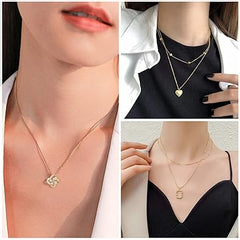 IFKM Juego de joyas chapado en oro de 36 piezas con 4 collares, 11 pulseras, 7 aretes, 14 anillos para nudillos para mujeres y niñas, regalo de amistad, cumpleaños, aniversario de San Valentín