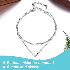 ChainsPro Verstellbares Fußkettchen für Damen aus S925-Sterlingsilber, Herz-/Mond-/Handschellen-Knöchelarmband, Sommer-Fußschmuck, Edelstahl/vergoldet (Geschenkbox senden)