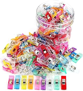 Otylzto Premium Plastic Clips, 100 Pcs with Box, Sewing Notions for Sewing Quilting Supplies Crafting Tools, Assorted Colors for Craft