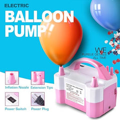 YIKEDA Electric Air Balloon Pump, Portable Dual Nozzle Electric Balloon Inflator/Blower for Party Decoration,Used to Quickly Fill Balloons - 110V 600W [Pink]