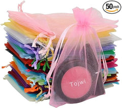 Tojwi 50pcs Organza Bags-Mix Color 3.54''x4.33''(9x11cm) Satin Drawstring Organza Pouch Wedding Party Favor Gift Bag Jewelry Watch Bags