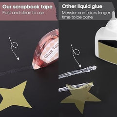 Secopad Scrapbook Tape, 4 Pack Double Sided Tape Roller for Crafts, Sticky Glue Tape Runner Scrapbooking Supplies for Kids and Adults, 0.3IN x 26FT