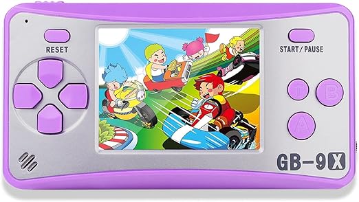 Haopapa Consola de juegos portátil retro para niños, pantalla a color de 2,5 pulgadas, reproductor de videojuegos portátil con 168 juegos clásicos, soporte integrado, salida de TV, juguetes electrónicos para niños y niñas (púrpura) 