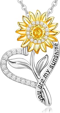 18 Karat vergoldete Sonnenblumen-Halsketten für Frauen, Sonnenblumen-Geschenke für sie, Geburtstagsgeschenk für Frau, Valentinstagsgeschenk, Jahrestag, Freundin, Weihnachtsschmuck, Geschenk für Tochter, Mutter, Muttertag, „Du bist mein.“