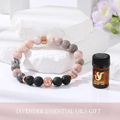 SYJUAN Armband zur Angstheilung, ätherisches Lavendelöl, Aromatherapie-Diffusor, Lavastein-Armbänder, Entspannungsgeschenk für Frauen