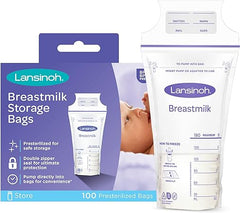 Lansinoh Breastmilk Storage Bags, 100 Count, 6 Ounce, Easy to Use Milk Storage Bags for Breastfeeding, Presterilized, Hygienically Doubled-Sealed, for Refrigeration and Freezing