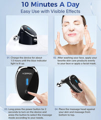 Microcurrent-Facial-Device - Skin Tightening Device, Microcurrent Facial Massager, Face Massager Roller for Face Lift, Anti Aging, Skin Rejuvenation, Glossy Black (JY-186)