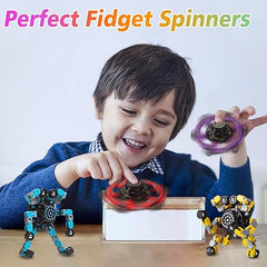 Fidget Spinners transformables, 4 piezas para niños y adultos, juguetes sensoriales para aliviar el estrés para niños y niñas, giroscopios con punta de dedo para TDAH, autismo para niños, regalos del día de San Valentín (Fidget Toys 4 piezas) 