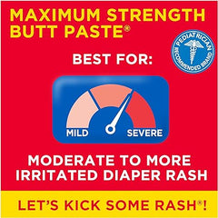 Boudreaux's Butt Paste Maximum Strength Diaper Rash Cream, Ointment for Baby, 2 oz Tube