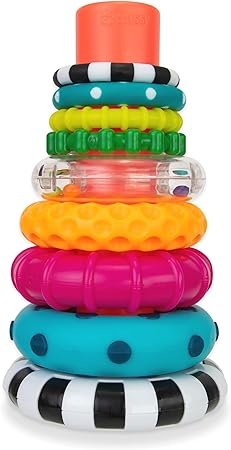 Sassy Stacks of Circles Stacking Ring STEM Learning Toy, Age 6+ Months, Multi, 9 Piece Set