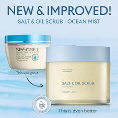 SEACRET Body Scrub - Salt & Oil Body Exfoliator with Dead Sea Minerals and Essential Oils, Scented 14.1 FL.OZ.