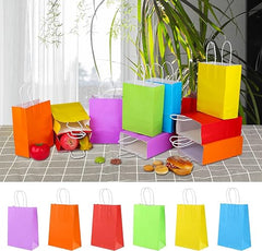 XPCARE 32 Pieces Paper Gift Bags, Kraft Paper Party Favor Bags Bulk with Handles for Kids Birthday, Baby Shower, Crafts, Wedding, Party Supplies (6 Colors)