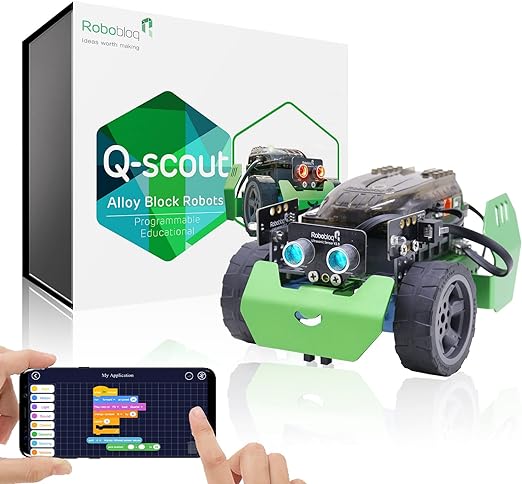 Robobloq Q-Scout Proyectos STEM para niños de 8 a 12 años, robot de codificación, aprendizaje de robótica, electrónica y programación basada en Scratch, Arduino y Python, juguetes de aprendizaje y educación, regalos para niños y niñas 