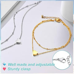 ChainsPro Verstellbares Fußkettchen für Damen aus S925-Sterlingsilber, Herz-/Mond-/Handschellen-Knöchelarmband, Sommer-Fußschmuck, Edelstahl/vergoldet (Geschenkbox senden)