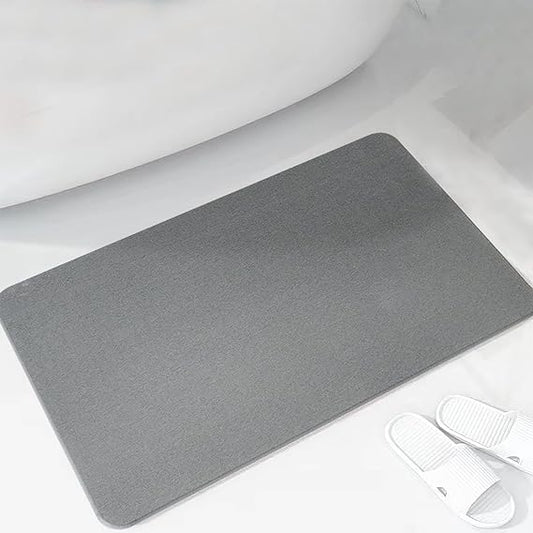 Diatomite Stone Bath Mat for Bathroom -Diatomaceous Earth Bathmat Non Slip Quick Drying Mats for Kitchen Counter & Tub, 23.6'' x 15.7' 'Dark Grey