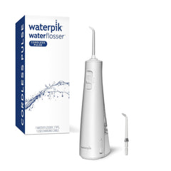 Waterpik Cordless Pulse Rechargeable Portable Water Flosser for Teeth, Gums, Braces Care and Travel with 2 Flossing Tips, Waterproof, ADA Accepted, WF-20 White