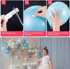 Balloon Arch Decorating Kit - 2 Rolls Tape Strips and Glue Dots for Garlands, Party and Wedding Decorations