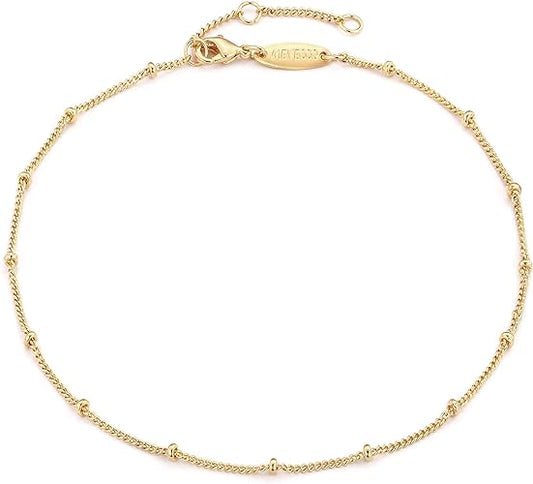 MEVECCO Fußkettchen für Damen, Goldkette, 14 Karat vergoldet, zierlicher Boho-Strand, Sommer, einfacher Fußschmuck, Fußkettchen für Mädchen 