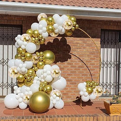 138 Pcs Balloon Garland Arch Kit - White and Gold Balloons-Wedding Birthday Bachelorette Engagements Anniversary Party Backdrop DIY Decorations