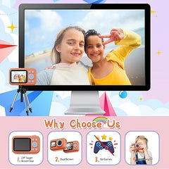 SJCAM Upgrade Kids Camera Dual Screen, Christmas Birthday Gifts for Girls Boys Age 3-10, 1080P 44MP HD Digital Video Cameras for Toddler, Portable Toy for 3 4 5 6 7 8 9 10 Year Old Children