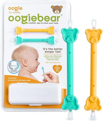 oogiebear: Baby Nose Cleaner & Ear Wax Removal Tool - Safe Booger & Earwax Removal for Newborns, Infants, Toddlers - Dual-Ended - Essential Baby Stuff, Diaper Bag Must-Have, Orange & Seafoam with case