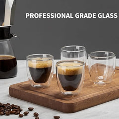 Gencywe Double Walled Espresso Cups Set of 4, 3 Ounce Clear Expresso Coffee Mugs, Espresso Shot Glasses, Double Wall Insulated Espresso Cups Suit for Espresso Machine, Microwave Safe