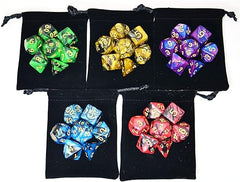 Smartdealspro Juegos de dados poliédricos de 5 x 7 troqueles de doble color con bolsas para D&amp;D DND RPG MTG Dungeon and Dragons Tablero de mesa Juegos D4 D6 D8 D10 D% D12 D20 