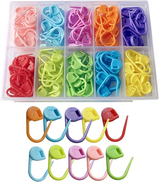 Meikeer 150 Pieces Knitting Crochet Locking Stitch Markers Stitch Needle Clip Counter 10 Colors (Color Ship Randomly)