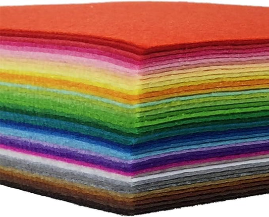 42pcs Felt Fabric Sheet 4"x4" Assorted Color DIY Craft Squares Nonwoven 1mm Thick