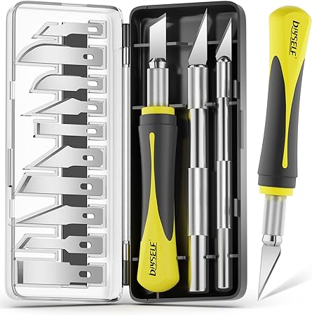 DIYSELF 16-Piece Craft Knife Set, Exacto Knife Set, 3-Piece Hobby Knife with 10-Piece Exacto Knife Blades, Precision Art Knife for Pumpkin Carving, Modeling, Exactly Knife, Pumpkin Carving Tools