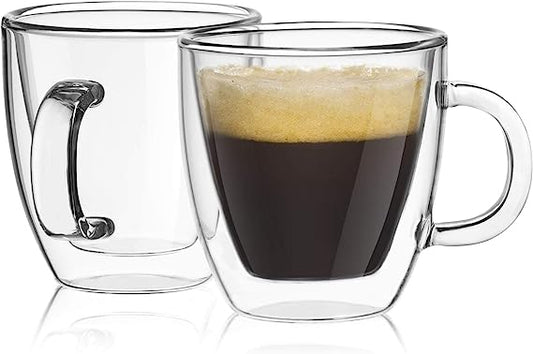 JoyJolt Savor Espressotassen mit doppelwandigen isolierten Gläsern (2er-Set) – 5,4 Unzen 