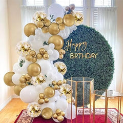 138 Pcs Balloon Garland Arch Kit - White and Gold Balloons-Wedding Birthday Bachelorette Engagements Anniversary Party Backdrop DIY Decorations