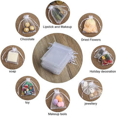 Hopttreely 100PCS Premium Sheer Organza Bags, White Wedding Favor Bags, 4x4.72 Jewelry Gift Bags for Party, Jewelry, Christmas, Festival, Bathroom Soaps, Makeup Organza, Wrapping Supplie