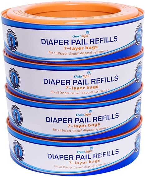 ChoiceRefill Compatible with Diaper Genie Pails, 4-Pack, 1080 Count