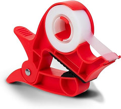 Wrap Buddies Wrapping Paper Clamps - 2 Gift Wrapping Paper Holder Clamps with Integrated Tape Dispensers, Simple Gift Wrap Table Clamps, Wrapping Paper Holder Clips and Tape Dispensers (Cherry Red)