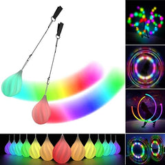 PoIToI LED Poi Balls-2021 Poi giratorio suave mejorado para niños principiantes y profesional Rainbow Fade y High Strobe Spinning LED Glow Toy Light Up Balls 1 par de bolas Glow Poi 