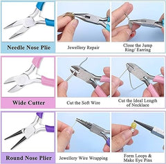 5 Packs Jewelry Pliers Set, Jewelry Making Tools with Needle Nose Pliers/Round Nose Pliers/Chain Nose Pliers/Bent Nose Pliers/Zipper Pliers, Jewelry Making Supplies Repair/Cut Kits for Crafting