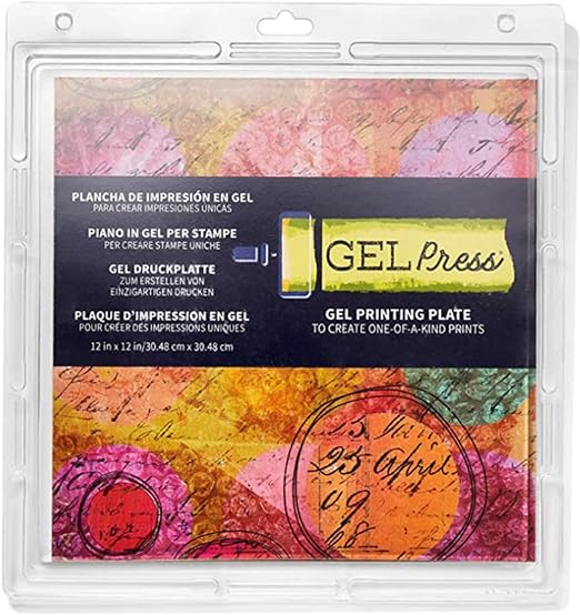 Gel Press Monoprinting Print Plate - 12” X 12” Gel Plate - Printmaking Supplies - Reusable Gel Printing Plate for Press Art for Card Making, Scrapbooking, Journaling, Arts and Crafts, Home Decor