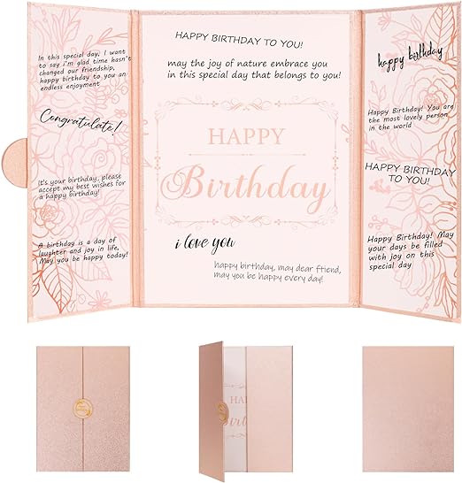 Hugestar Birthday Guest Book Decorations, Rose Gold Happy Birthday Guest Book Alternative, Large Birthday Party Signing Card Board, Greet Birthday Gifts for Women Girls