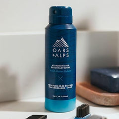 Oars + Alps Spray Deodorant für Männer und Frauen, natürliches aluminiumfreies Deodorant und Ganzkörperspray, Fresh Ocean Splash 