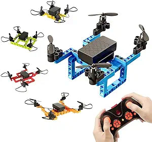 5-in-1 STEM Educational Science Kits With Building Toys, Easy-to-Fly DIY Drone and Remote Control Mini Drones - Perfect Toys Gifts for Kids, Ideal for Family Activities, Birthday & Christmas, School Activities and Teens (Ages 5-7, 5-9, 8-12, 10+)