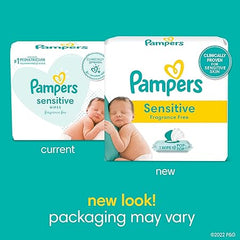 Pampers Sensitive Baby Wipes, Water Based, Hypoallergenic and Unscented, 8 Fip-Top Packs, 4 Refill Packs (1008 Wipes Total)