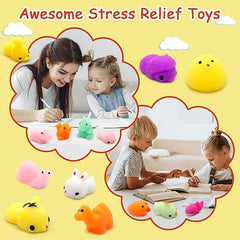 LENYOQIN 100 piezas Kawaii Squishies, Mochi Squishy Toys para regalos de fiesta de niños, mini bolsas sensoriales para aliviar el estrés, juguete novedoso, premios en el aula, calcetín de Navidad, regalos de cumpleaños/Navidad (aleatorio) 