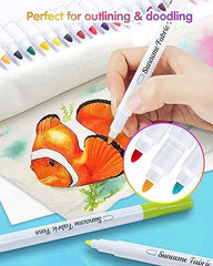 sunacme Fabric Markers Pen, 32 Colors Permanent Fabric Paint Pens Art Markers Set - Fine Tip, Child Safe & Non- Toxic for Canvas, Bags, T-Shirts, Sneakers