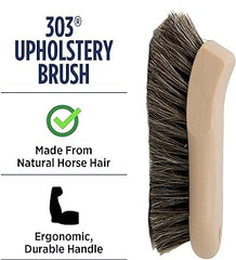 303 Upholstery Brush - Horse Hair Bristles - Tough On Stubborn Stains, Gentle On Delicate Fabrics - Contoured, Ergonomic Design - Leather Seats, Carpets, Fabric, Upholstery, and More - (39019)