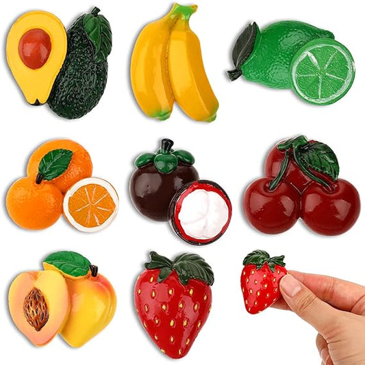 Molain Fruit Fridge Magnets, 8Pcs Cute Cartoon Refrigerator Magnet 3D Resin Fruit Magnetic Fridge Magnets for Refrigerators Whiteboards Maps and Other Magnetic Items