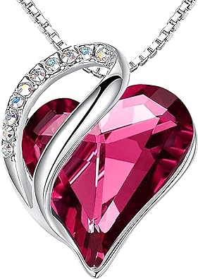 Leafael Valentinstag-Geschenk-Halsketten für Frauen, Unendlichkeits-Liebes-Herz-Anhänger mit Geburtsstein-Kristallen, versilberte 18 + 2 Zoll Kette, Schmuck, Geburtstagsgeschenke für Ehefrau, Freundin, Mutter und sie